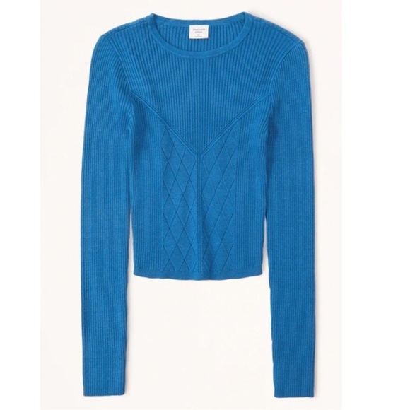 Abercrombie & Fitch Sweaters - Abercrombie & Fitch Blue Ribbed Corset Long Sleeves Knit Sweater Top Size Medium